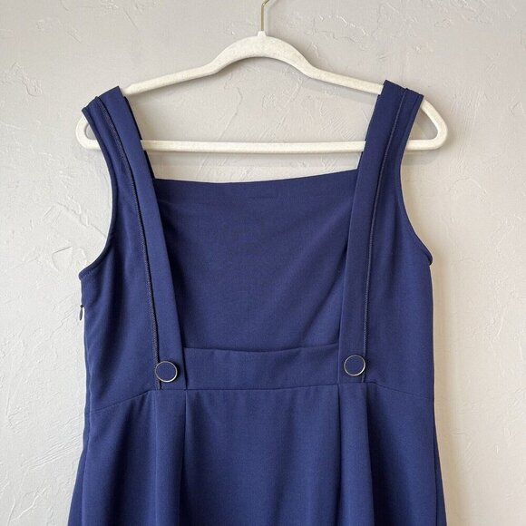 Anthropologie Dress Y2K Blue Nautical Fisherman Preppy 10 Overall Button Mini - Picture 7 of 11